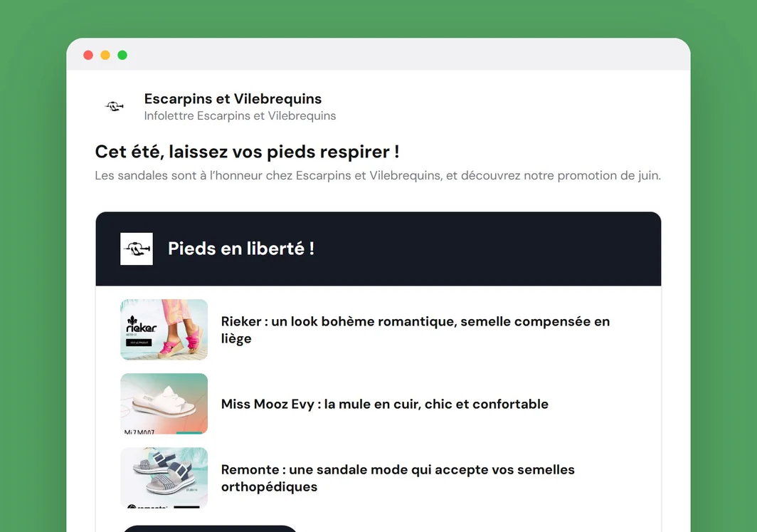 L’édition de l’été 2025 de l’infolettre d’Escarpins et Vilebrequins.